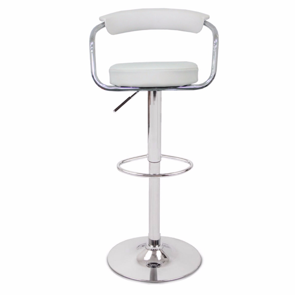 Comfortable White Bar Stools - Leather, High Back, Adjustable