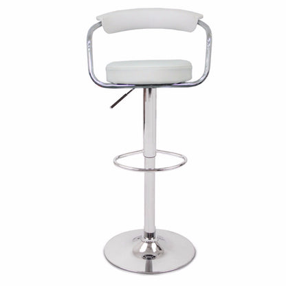 Comfortable White Bar Stools - Leather, High Back, Adjustable