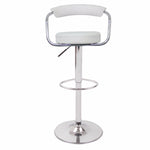 Comfortable White Bar Stools - Leather, High Back, Adjustable