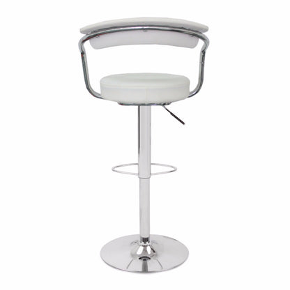 Comfortable White Bar Stools - Leather, High Back, Adjustable