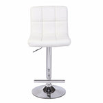 Comfortable White Bar Stools - Leather, Mid-High Back, Adjustable