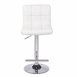 Comfortable White Bar Stools - Leather, Mid-High Back, Adjustable