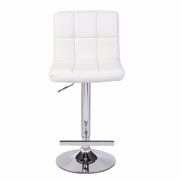  Comfortable White Bar Stools - Leather, Mid-High Back, Adjustable