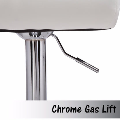 Comfortable White Bar Stools - Leather, Mid-High Back, Adjustable