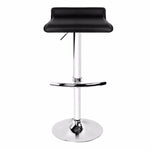 Sleek Black Bar Stools - Leather, Low Back, Adjustable