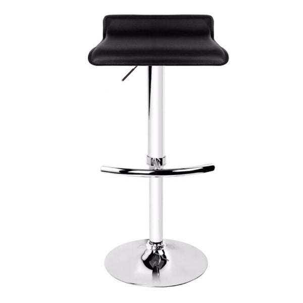  Sleek Black Bar Stools - Leather, Low Back, Adjustable