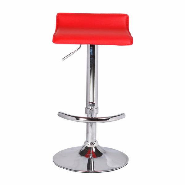  Sleek Red Bar Stools - Leather, Low Back, Adjustable