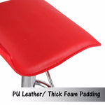 Sleek Red Bar Stools - Leather, Low Back, Adjustable