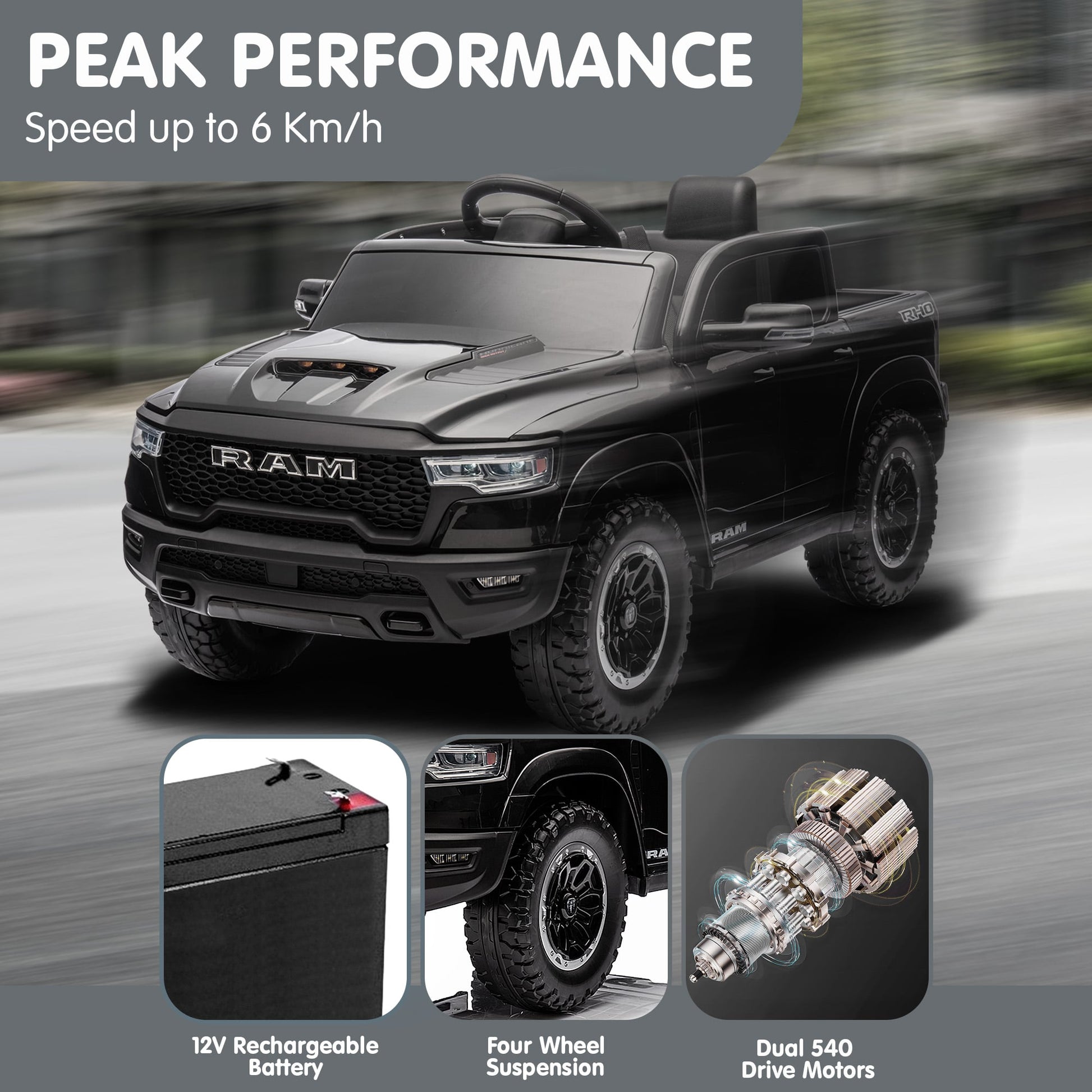 Ram 1500 RHO Kids Electric Ride On Car with Remote Control Kids