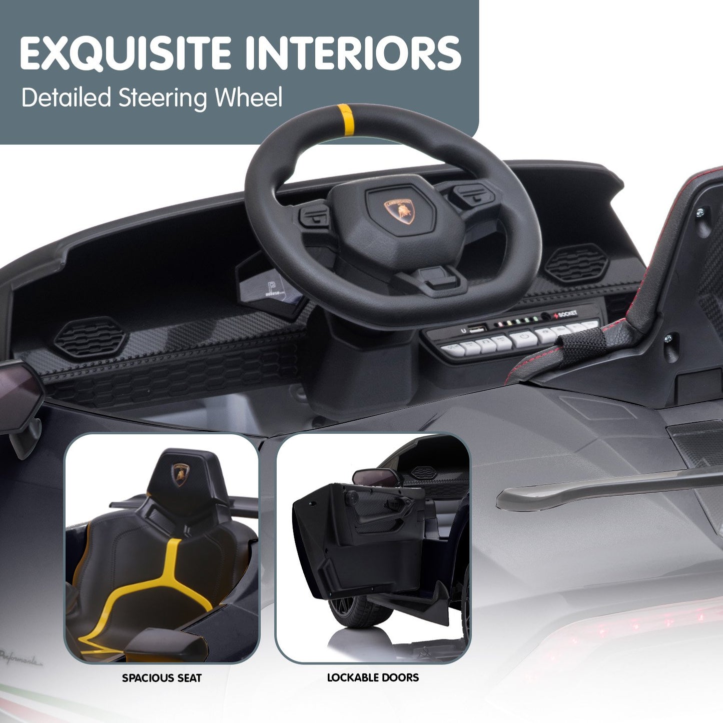 Lamborghini Performante Kids Electric Ride On Car  Black/White/Pink/Yellow