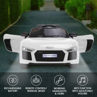 Audi Licensed Kids Electric Ride On Car Remote Control White/Yellow