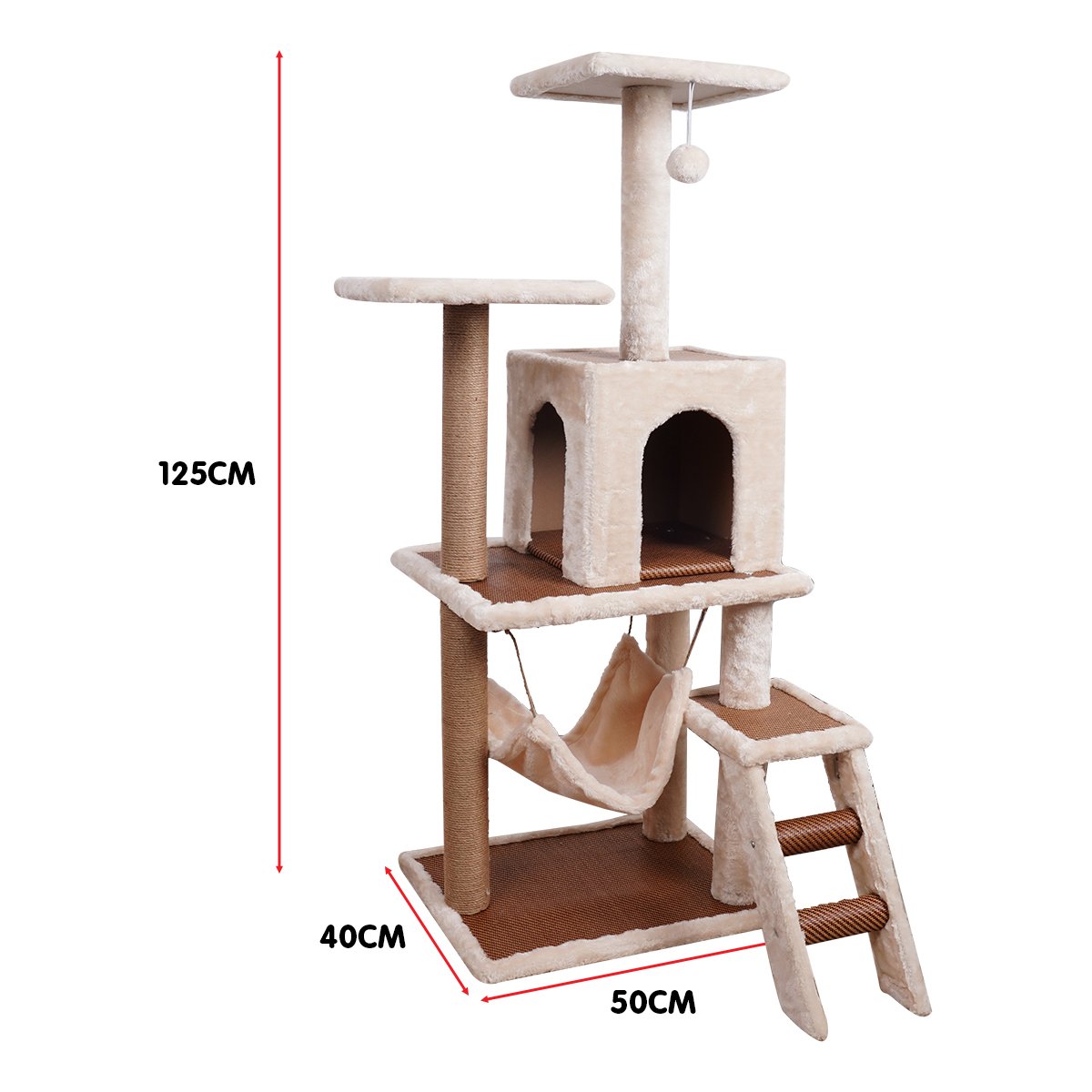 125cm Cat Tree Scratching Post - Beige