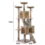 170cm Cat Tree Scratching Post Beige/Dark Grey/Silver Grey