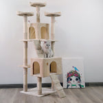 170cm Cat Tree Scratching Post Beige/Dark Grey/Silver Grey