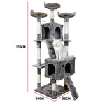 170cm Cat Tree Scratching Post Beige/Dark Grey/Silver Grey