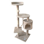 110cm Cat Tree Scratching Post - Beige/Dark Grey/Silver Grey