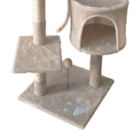 110cm Cat Tree Scratching Post - Beige/Dark Grey/Silver Grey