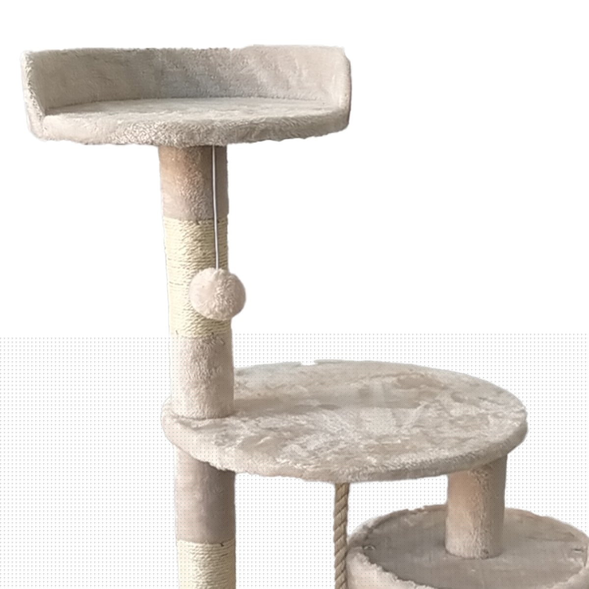 110cm Cat Tree Scratching Post - Beige/Dark Grey/Silver Grey