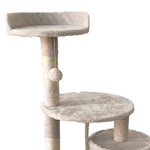 110cm Cat Tree Scratching Post - Beige/Dark Grey/Silver Grey