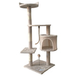 110cm Cat Tree Scratching Post - Beige/Dark Grey/Silver Grey