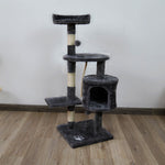 110cm Cat Tree Scratching Post - Beige/Dark Grey/Silver Grey