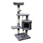 110cm Cat Tree Scratching Post - Beige/Dark Grey/Silver Grey