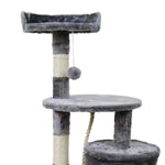 110cm Cat Tree Scratching Post - Beige/Dark Grey/Silver Grey