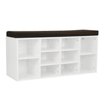 Shoe Rack Cabinet Organiser Brown Cushion - 104 x 30 x 45 - White