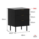 Sleek Black Bedside Table with 3 Handy Drawers