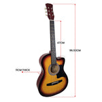38in Acoustic Guitar Steel Strings Carry Bag Shoulder Strap Sun Burst