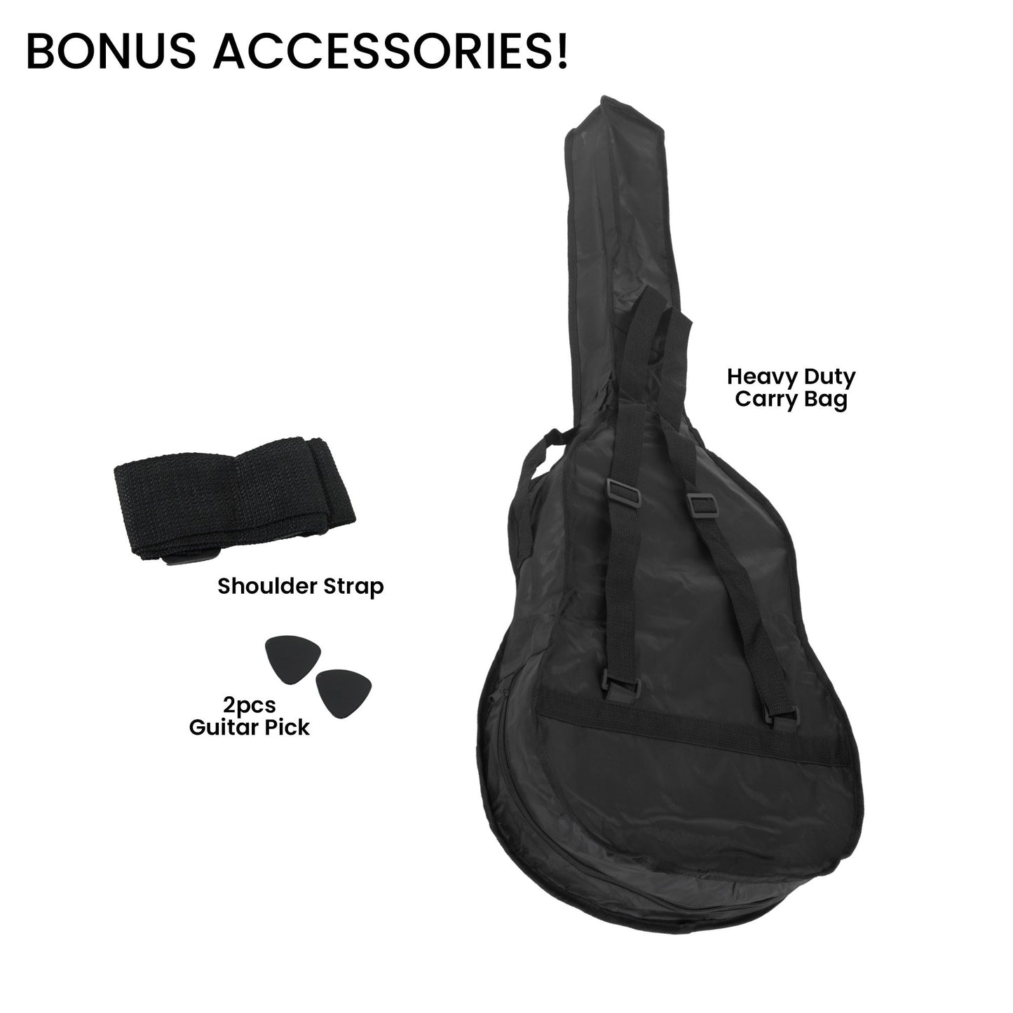 38in Acoustic Guitar Steel Strings Carry Bag Shoulder Strap Sun Burst
