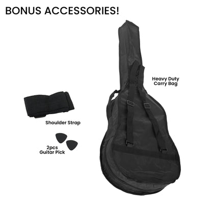 38in Acoustic Guitar Steel Strings Carry Bag Shoulder Strap Sun Burst