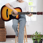 38in Acoustic Guitar Steel Strings Carry Bag Shoulder Strap Sun Burst