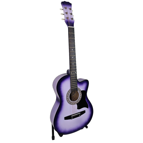  38in Pro Cutaway Acoustic Guitar with Carry Bag - Purple Burst