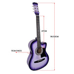 38in Pro Cutaway Acoustic Guitar with Carry Bag - Purple Burst