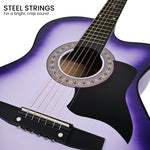 38in Pro Cutaway Acoustic Guitar with Carry Bag - Purple Burst