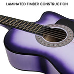 38in Pro Cutaway Acoustic Guitar with Carry Bag - Purple Burst