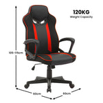 Fayzo Gaming Chair Black Red Office Reclining Adjustable Mesh Seat