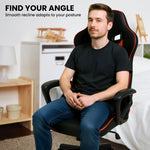 Fayzo Gaming Chair Black Red Office Reclining Adjustable Mesh Seat