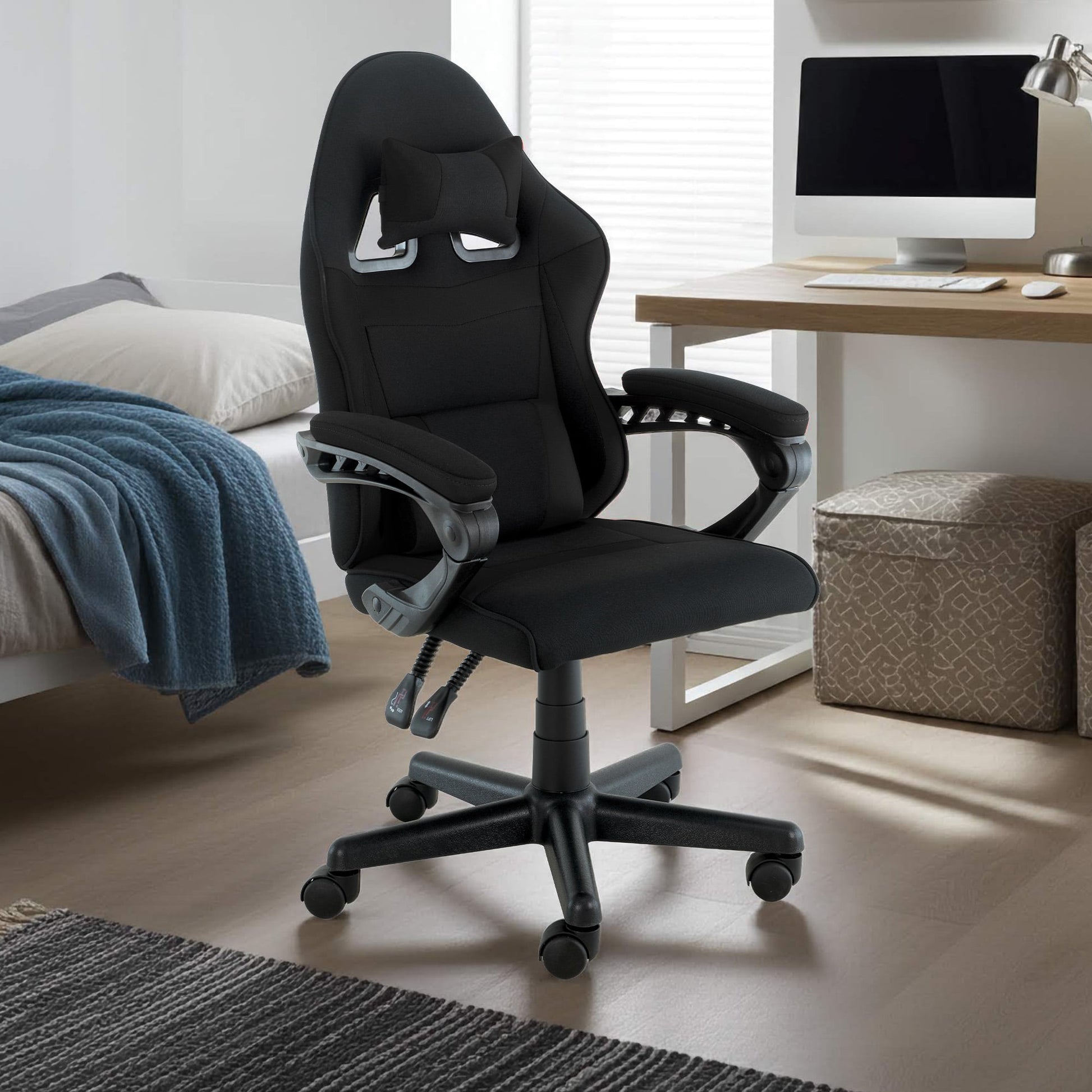 Antre Kids Study Gaming Chair Black Adjustable Computer Seat Ergonomic Back