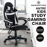 Antre Kids Study Gaming Chair Black & White Adjustable Computer Seat Ergonomic