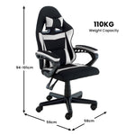Antre Kids Study Gaming Chair Black & White Adjustable Computer Seat Ergonomic