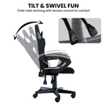 Antre Kids Study Gaming Chair Black & White Adjustable Computer Seat Ergonomic