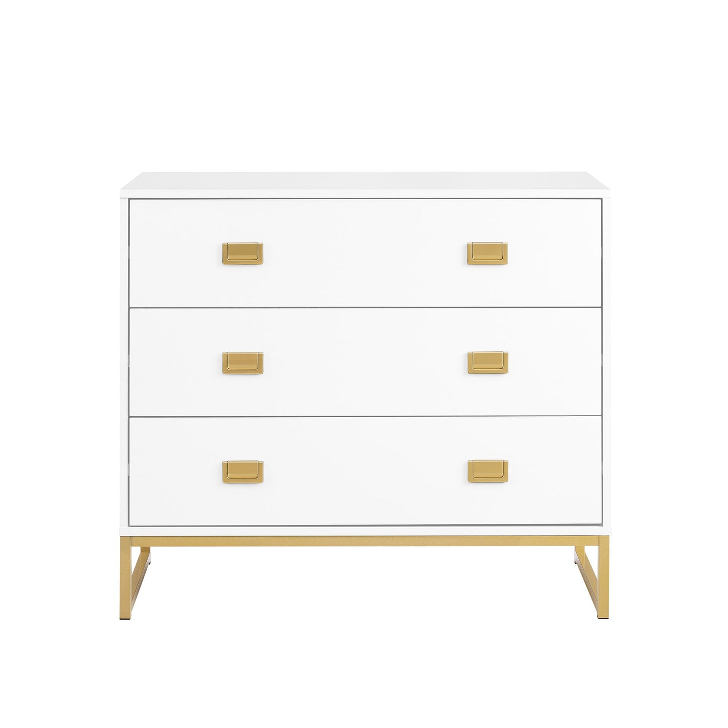 Chest of Drawers Tallboy Dresser White & Gold