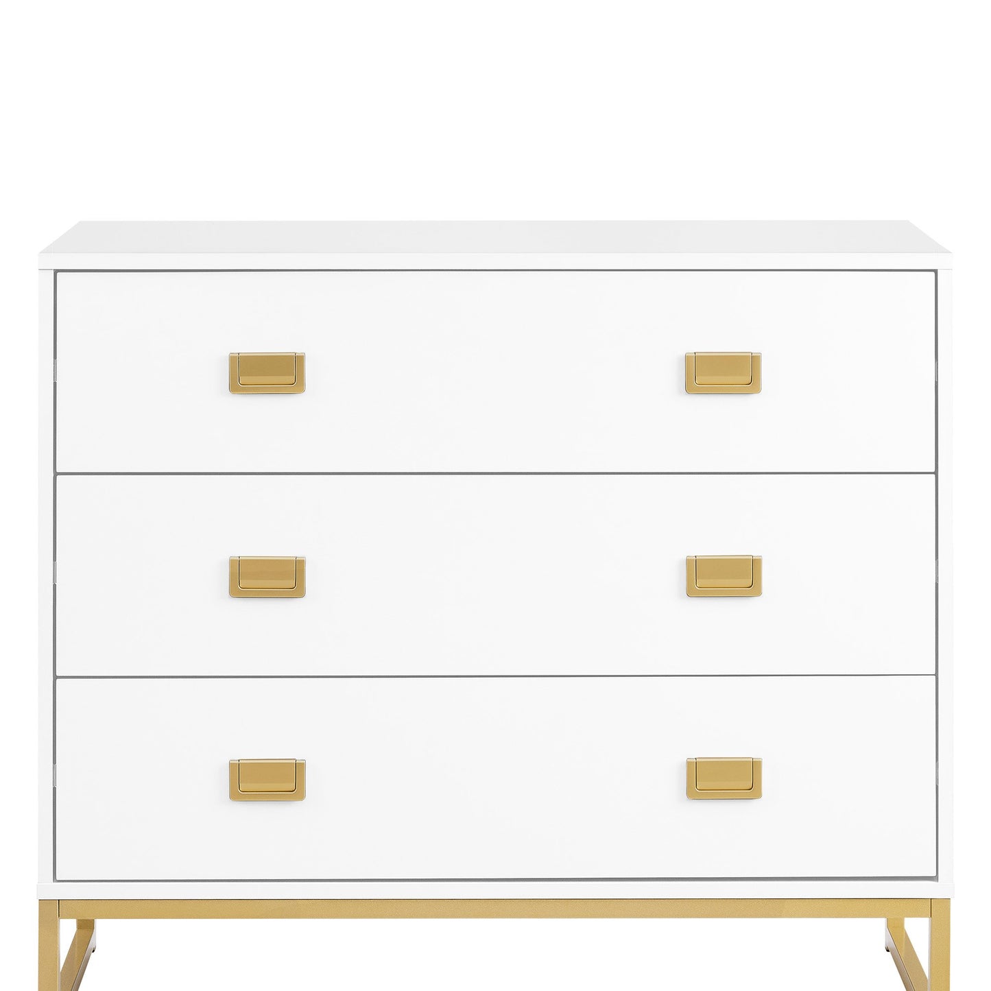 Chest of Drawers Tallboy Dresser White & Gold