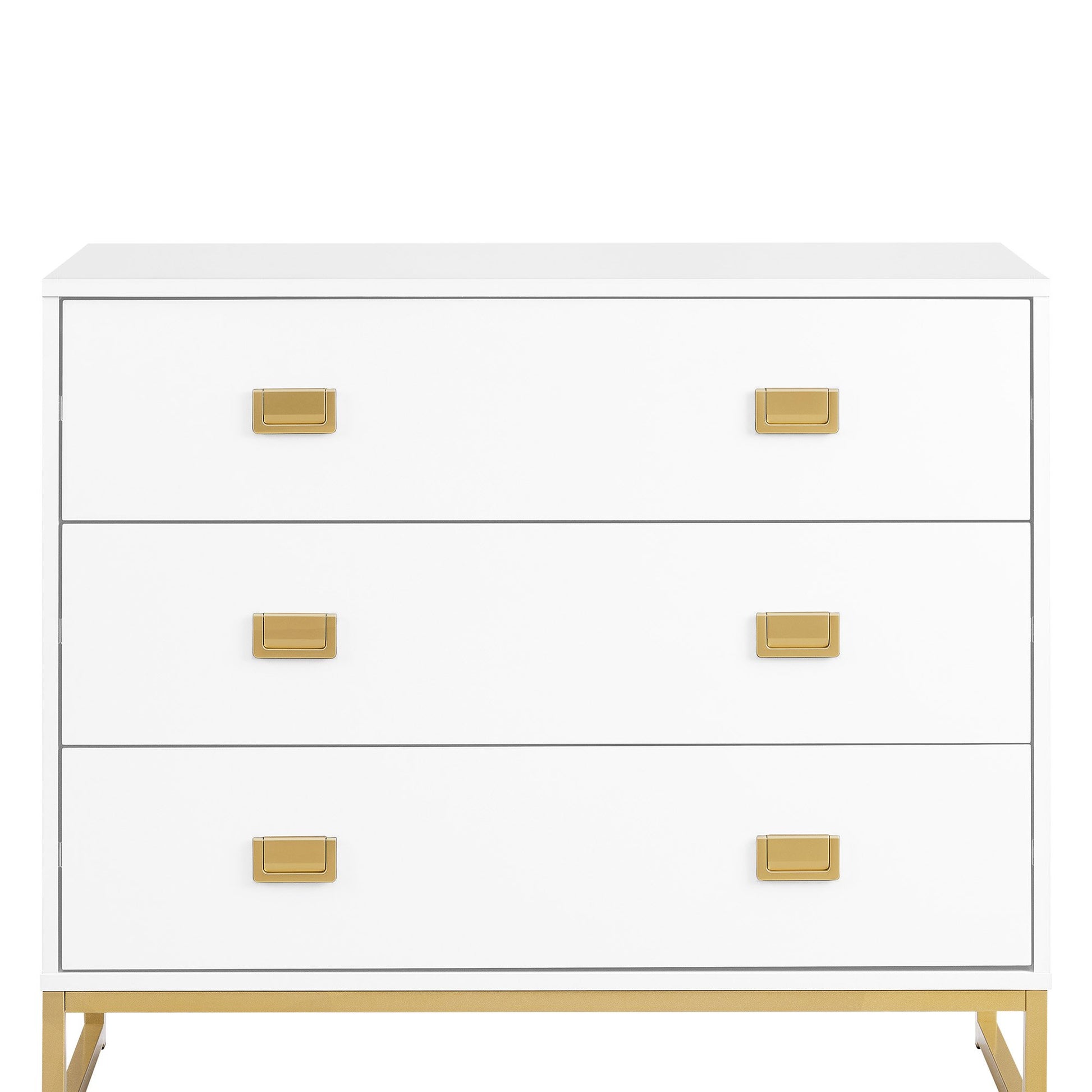 Chest of Drawers Tallboy Dresser White & Gold