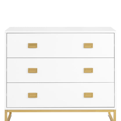 Chest of Drawers Tallboy Dresser White & Gold