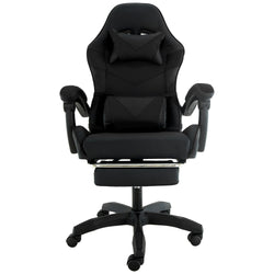 Cueva Reclining High Back Gaming Office Chair Black with Retractable Footrest