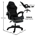 Cueva Reclining High Back Gaming Office Chair Black with Retractable Footrest