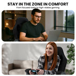 Cueva Reclining High Back Gaming Office Chair Black with Retractable Footrest